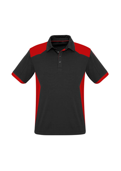 Biz Collection Mens Rival Short Sleeve Polo - Black/Red
