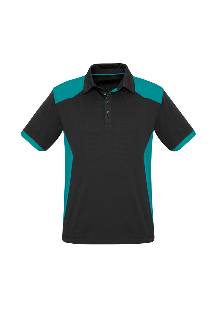 Biz Collection Mens Rival Short Sleeve Polo - Black/Teal