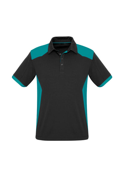 Biz Collection Mens Rival Short Sleeve Polo - Black/Teal