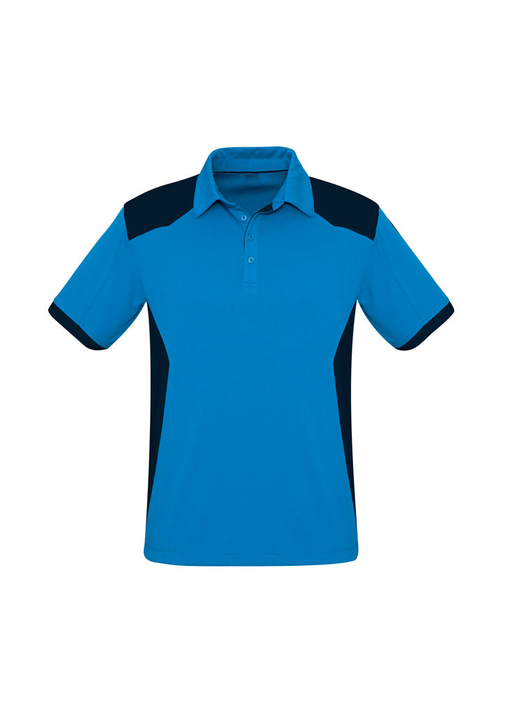 Biz Collection Mens Rival Short Sleeve Polo - Cyan/Navy