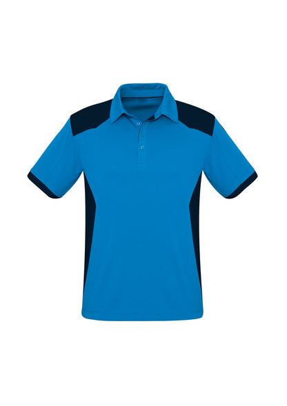 Biz Collection Mens Rival Short Sleeve Polo - Cyan/Navy