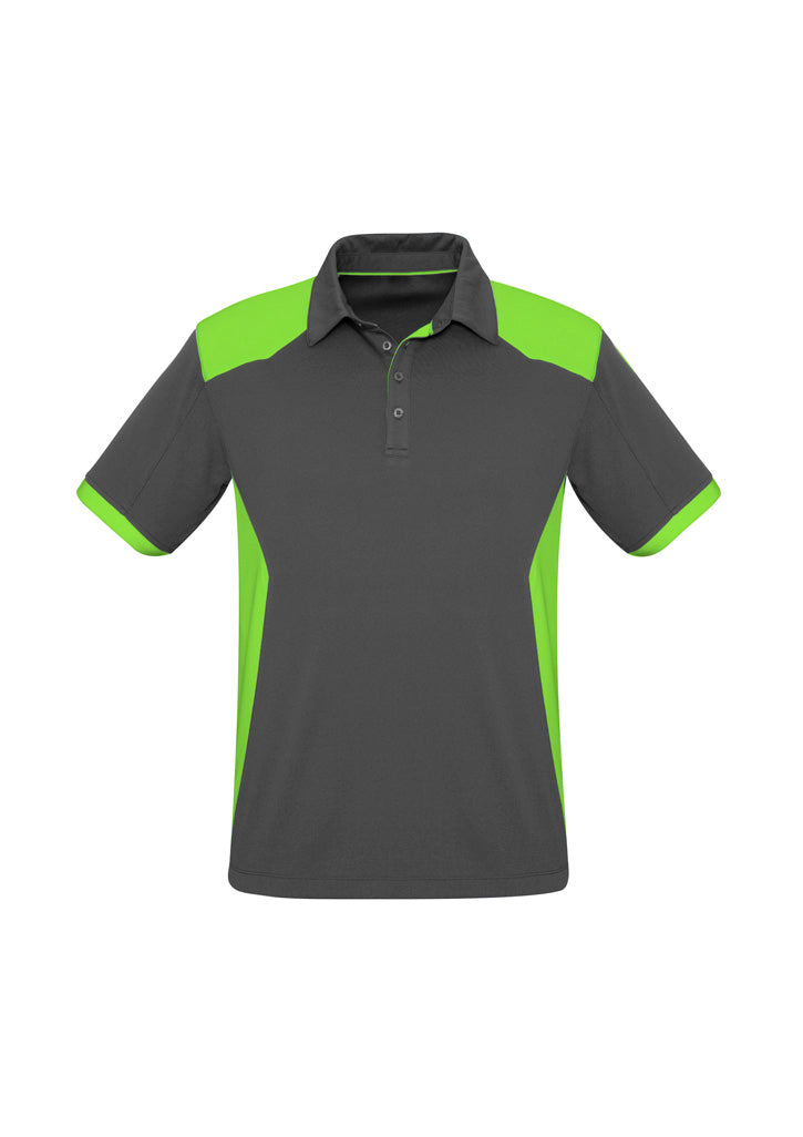 Biz Collection Mens Rival Short Sleeve Polo - Grey/Fluoro Lime