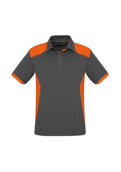 Biz Collection Mens Rival Short Sleeve Polo - Grey/Orange