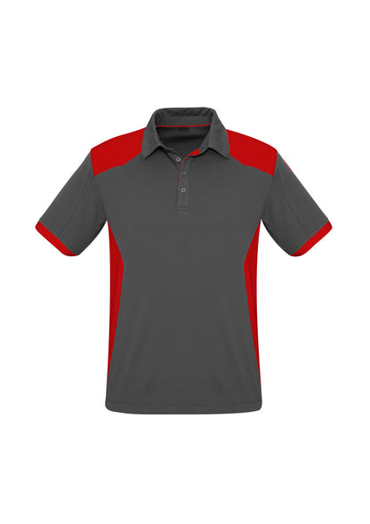 Biz Collection Mens Rival Short Sleeve Polo - Grey/Red
