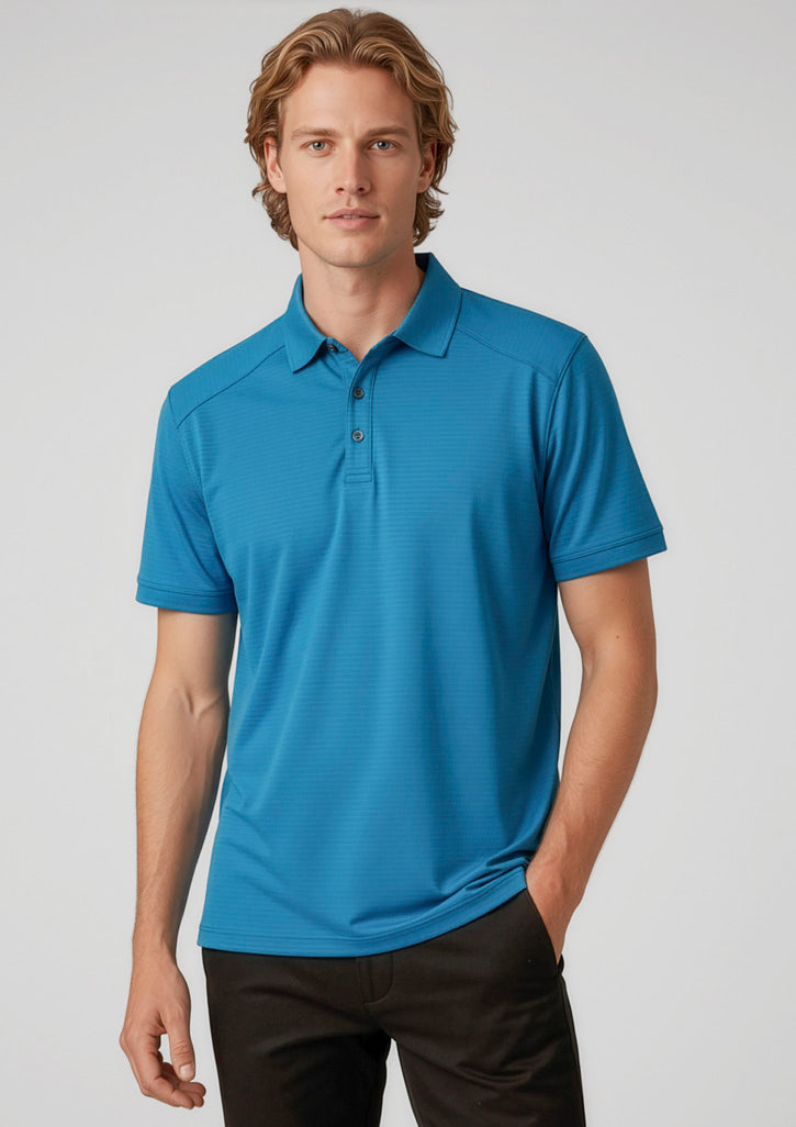 Biz Collection Mens Profile Short Sleeve Polo - Cyan