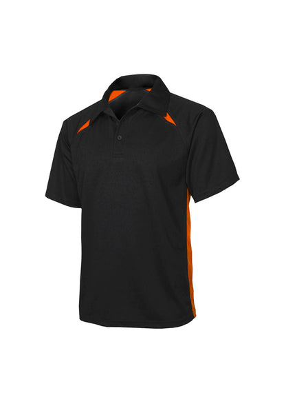 Biz Collection Mens Splice Short Sleeve Polo - Black/Orange
