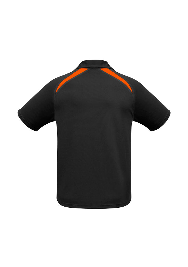 Biz Collection Mens Splice Short Sleeve Polo - Black/Orange