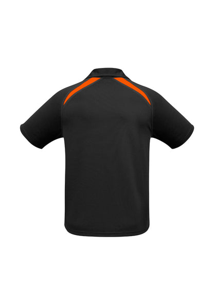 Biz Collection Mens Splice Short Sleeve Polo - Black/Orange