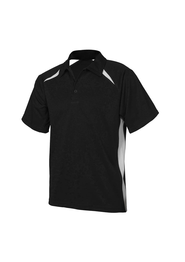 Biz Collection Mens Splice Short Sleeve Polo - Black/White