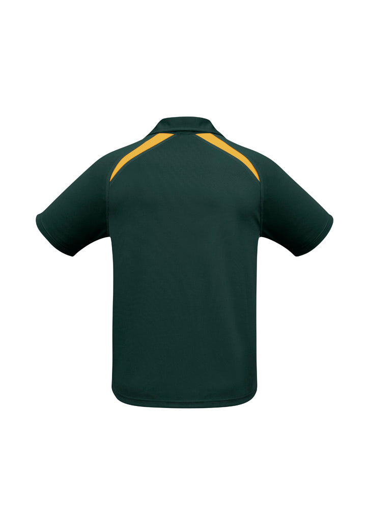 Biz Collection Mens Splice Short Sleeve Polo - Forest/Gold