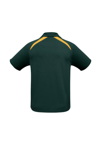 Biz Collection Mens Splice Short Sleeve Polo - Forest/Gold