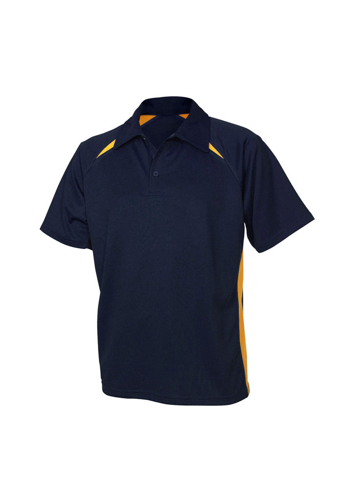 Biz Collection Mens Splice Short Sleeve Polo - Navy/Gold