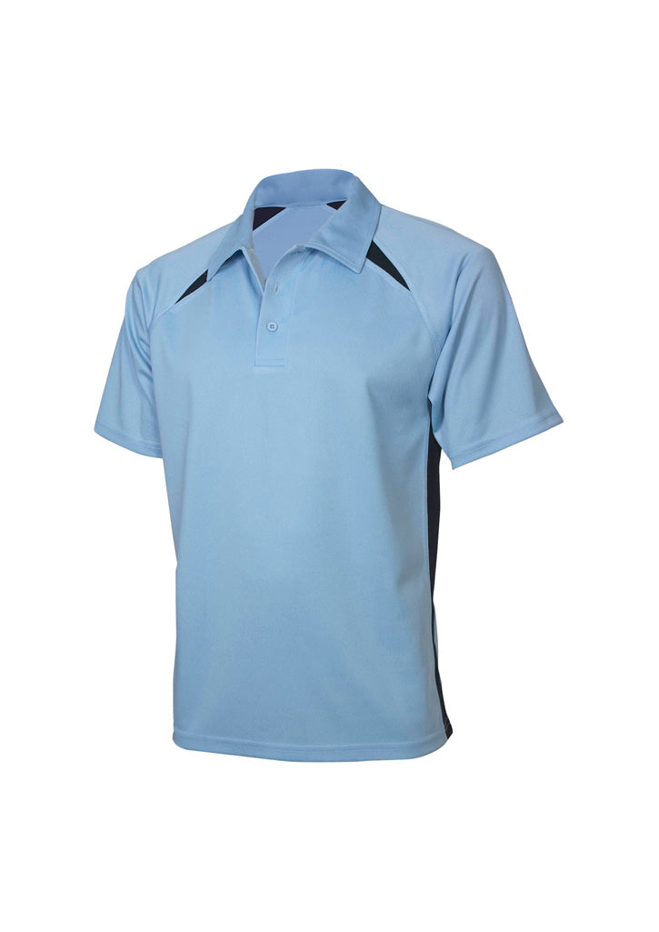 Biz Collection Mens Splice Short Sleeve Polo - Spring Blue/Navy