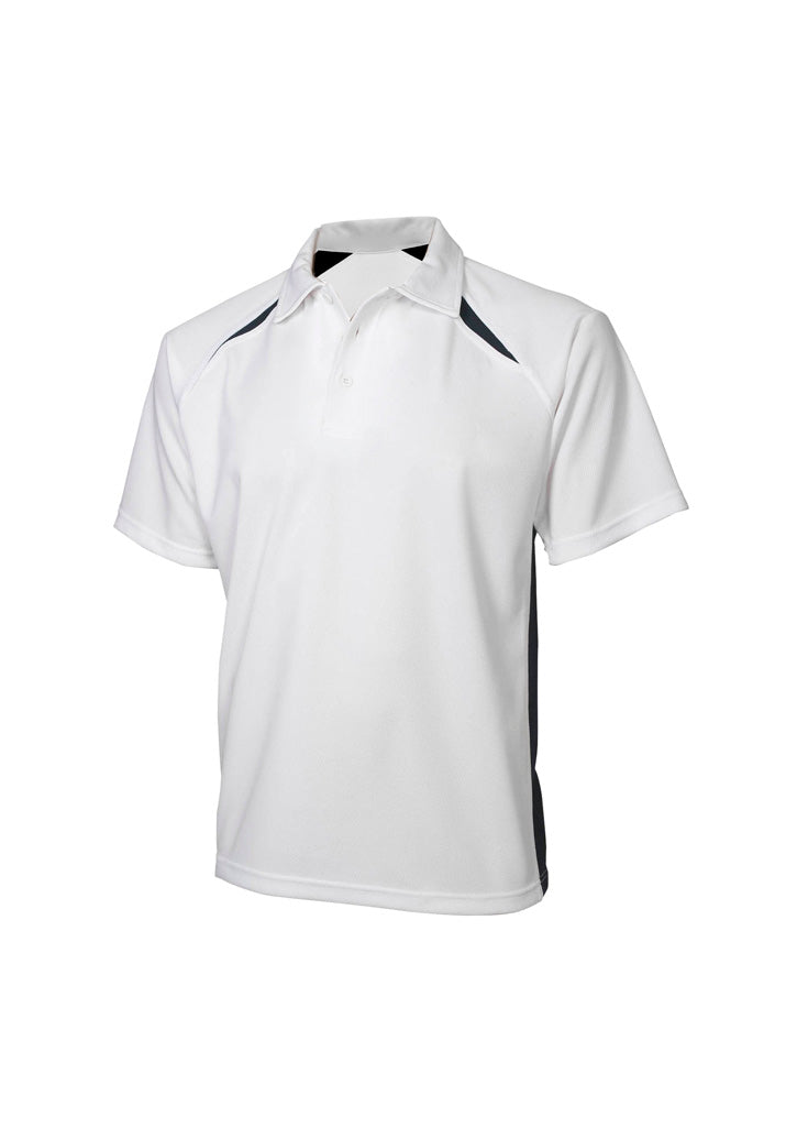 Biz Collection Mens Splice Short Sleeve Polo - White/Navy