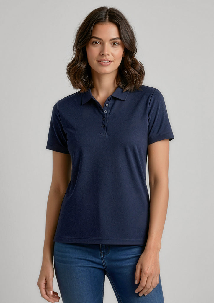 Biz Collection Womens Aero Short Sleeve Polo - Navy