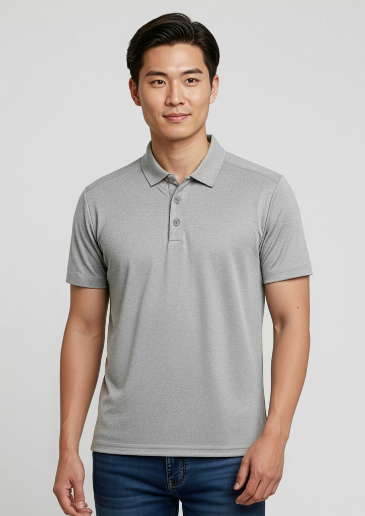 Biz Collection Mens Aero Short Sleeve Polo - Silver