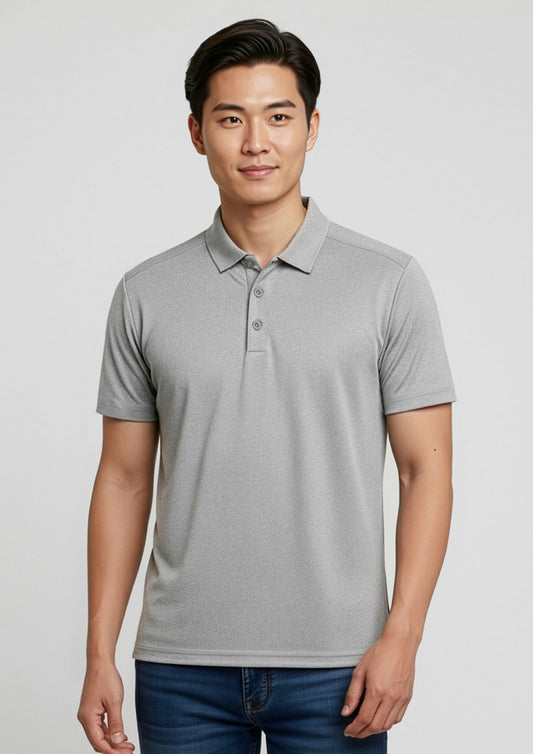 Biz Collection Mens Aero Short Sleeve Polo - Silver