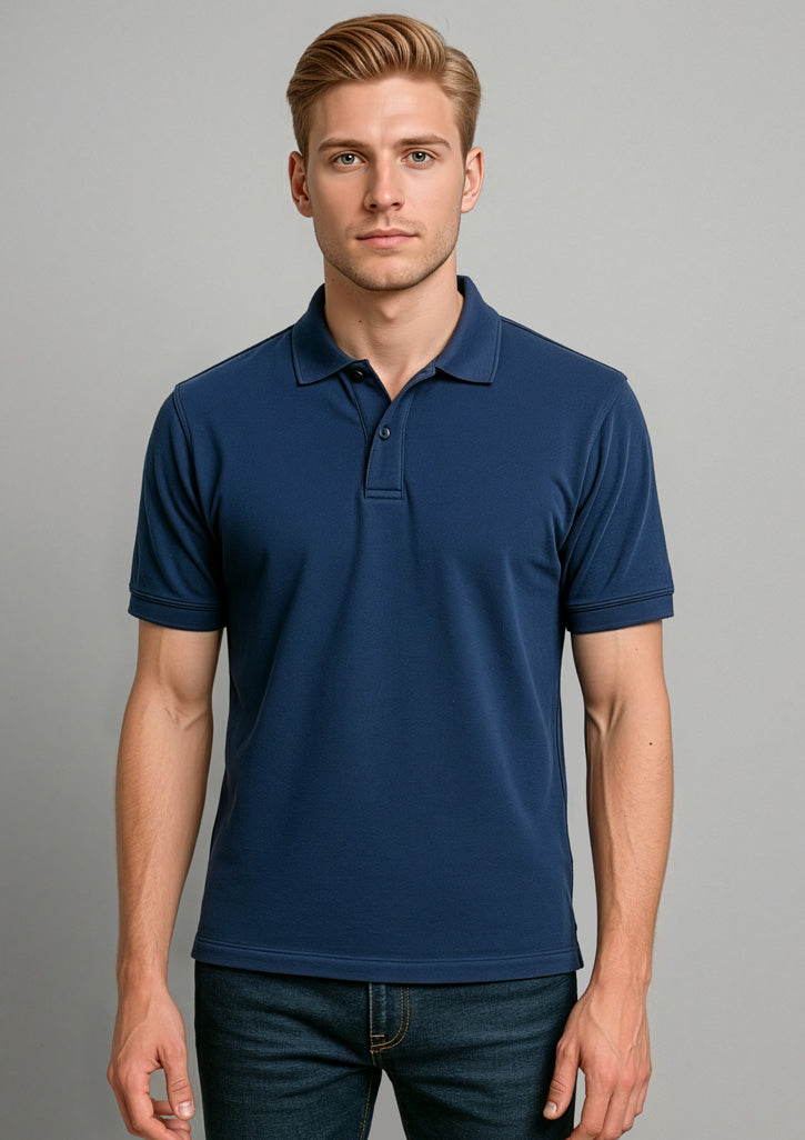 Biz Collection Mens Oceana Short Sleeve Polo - Navy