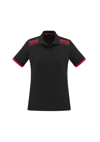 Biz Collection Womens Galaxy Short Sleeve Polo - Black/Red