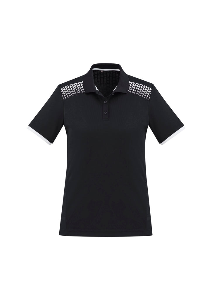 Biz Collection Womens Galaxy Short Sleeve Polo - Black/White