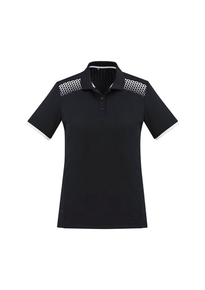 Biz Collection Womens Galaxy Short Sleeve Polo - Black/White