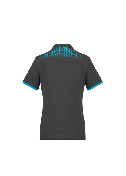 Biz Collection Womens Galaxy Short Sleeve Polo - Grey/Cyan