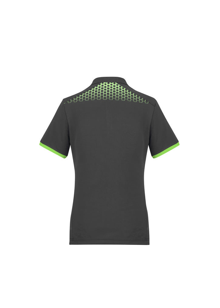 Biz Collection Womens Galaxy Short Sleeve Polo - Grey/Fluoro Lime