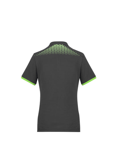 Biz Collection Womens Galaxy Short Sleeve Polo - Grey/Fluoro Lime