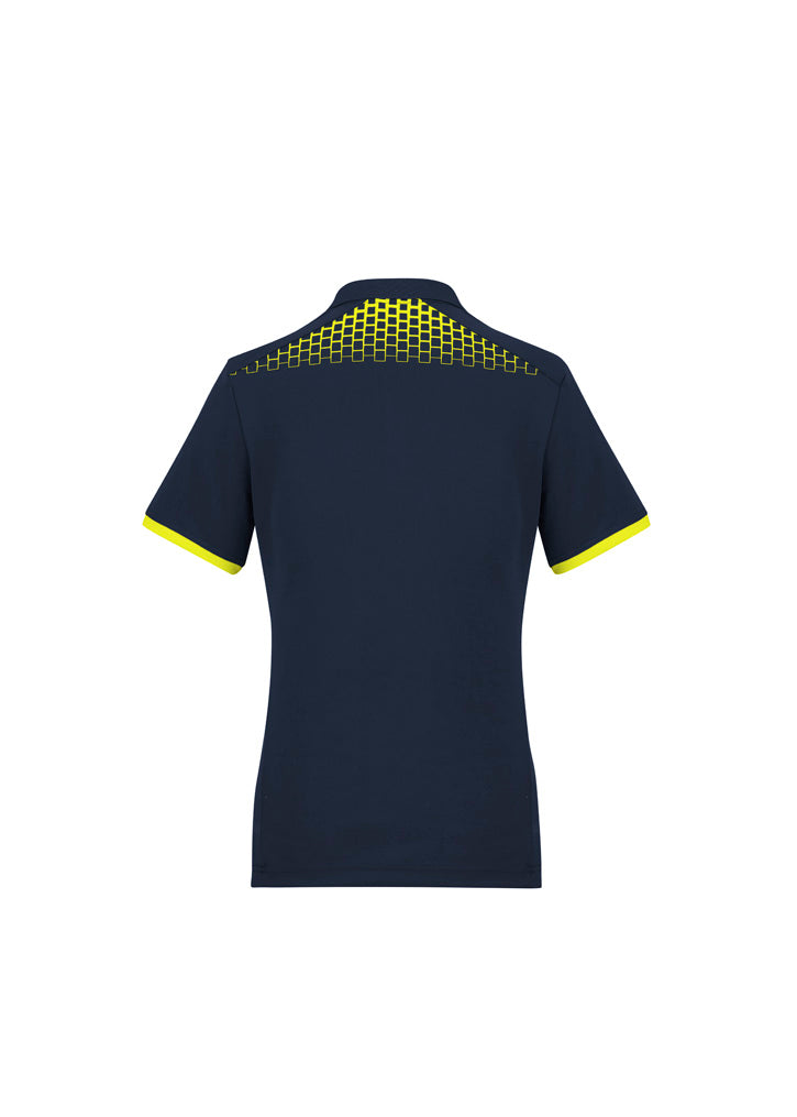 Biz Collection Womens Galaxy Short Sleeve Polo - Navy/Fluoro Yellow