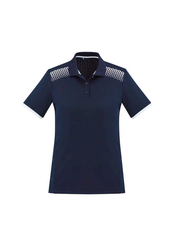 Biz Collection Womens Galaxy Short Sleeve Polo - Navy/White