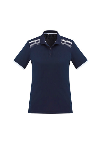Biz Collection Womens Galaxy Short Sleeve Polo - Navy/White
