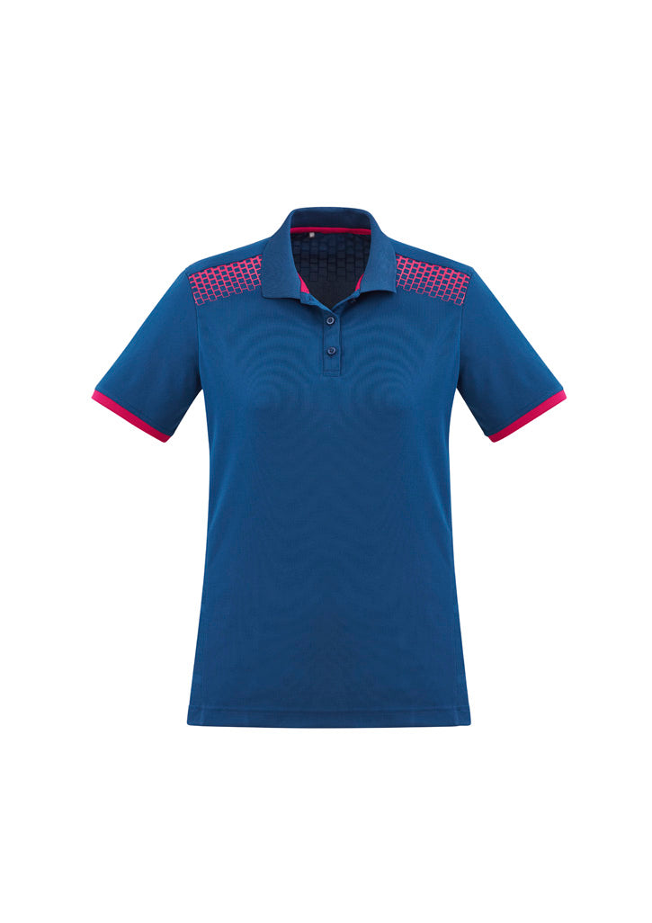 Biz Collection Womens Galaxy Short Sleeve Polo - Steel Blue/Magenta