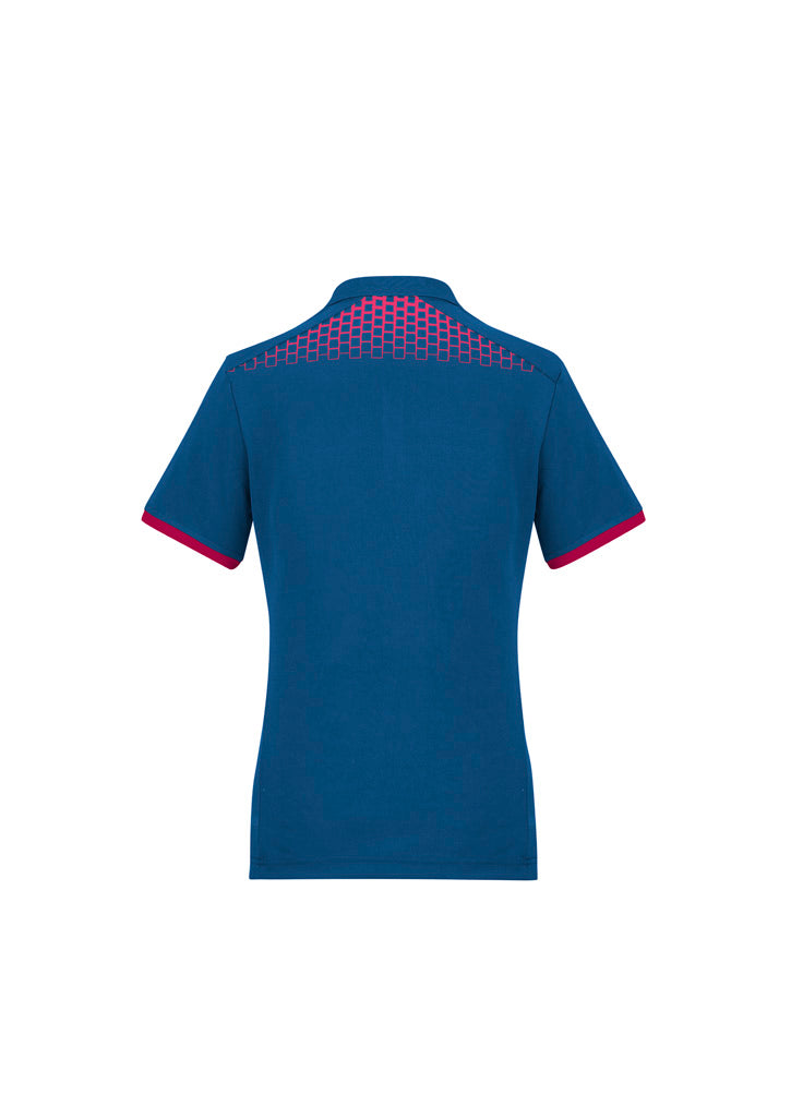 Biz Collection Womens Galaxy Short Sleeve Polo - Steel Blue/Magenta