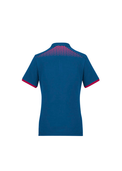 Biz Collection Womens Galaxy Short Sleeve Polo - Steel Blue/Magenta