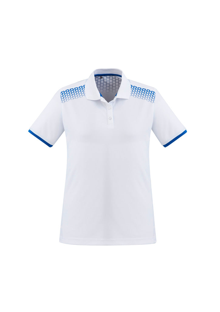Biz Collection Womens Galaxy Short Sleeve Polo - White/Royal