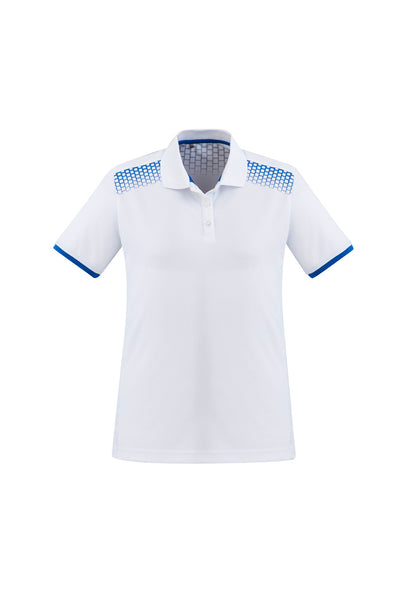Biz Collection Womens Galaxy Short Sleeve Polo - White/Royal