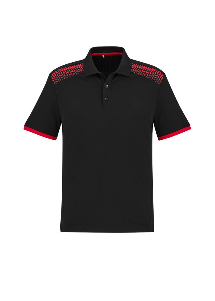 Biz Collection Mens Galaxy Short Sleeve Polo - Black/Red