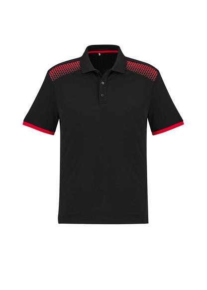 Biz Collection Mens Galaxy Short Sleeve Polo - Black/Red
