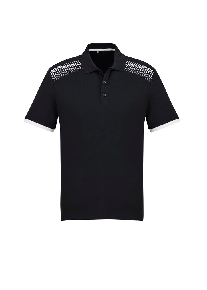 Biz Collection Mens Galaxy Short Sleeve Polo - Black/White