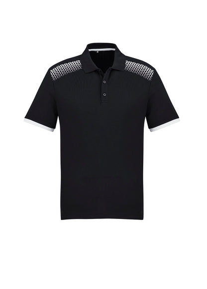 Biz Collection Mens Galaxy Short Sleeve Polo - Black/White