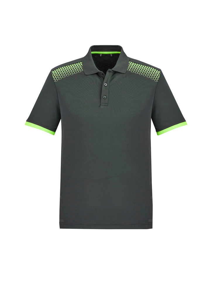 Biz Collection Mens Galaxy Short Sleeve Polo - Grey/Fluoro Lime