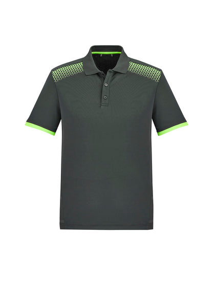Biz Collection Mens Galaxy Short Sleeve Polo - Grey/Fluoro Lime
