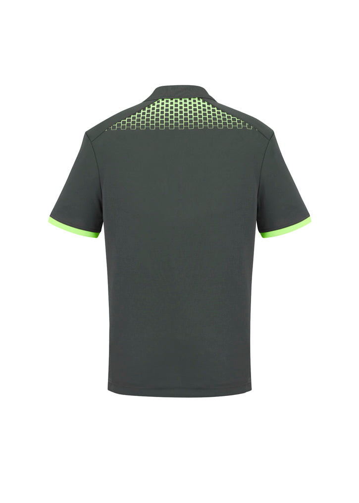 Biz Collection Mens Galaxy Short Sleeve Polo - Grey/Fluoro Lime
