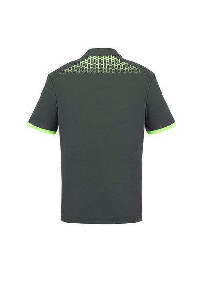 Biz Collection Mens Galaxy Short Sleeve Polo - Grey/Fluoro Lime
