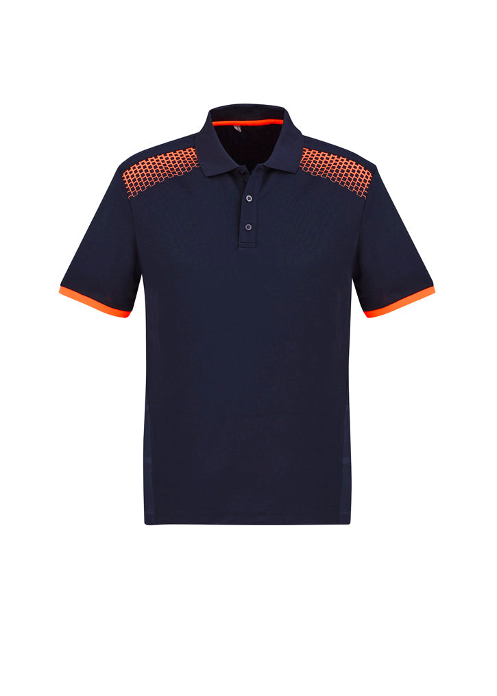 Biz Collection Mens Galaxy Short Sleeve Polo - Navy/Fluoro Orange