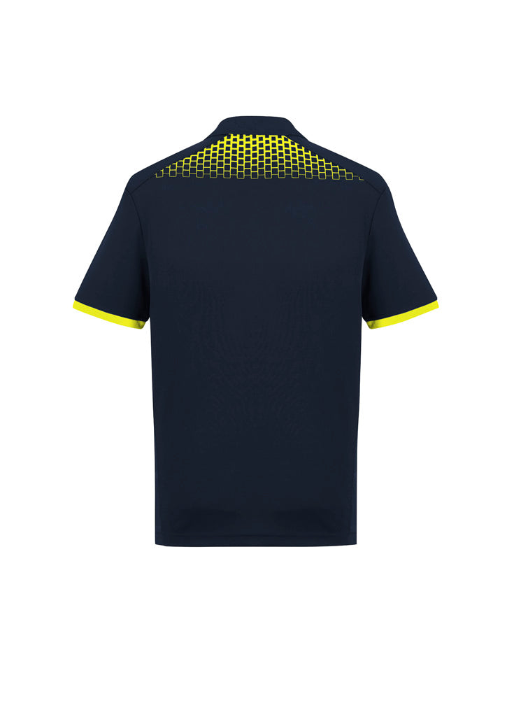 Biz Collection Mens Galaxy Short Sleeve Polo - Navy/Fluoro Yellow
