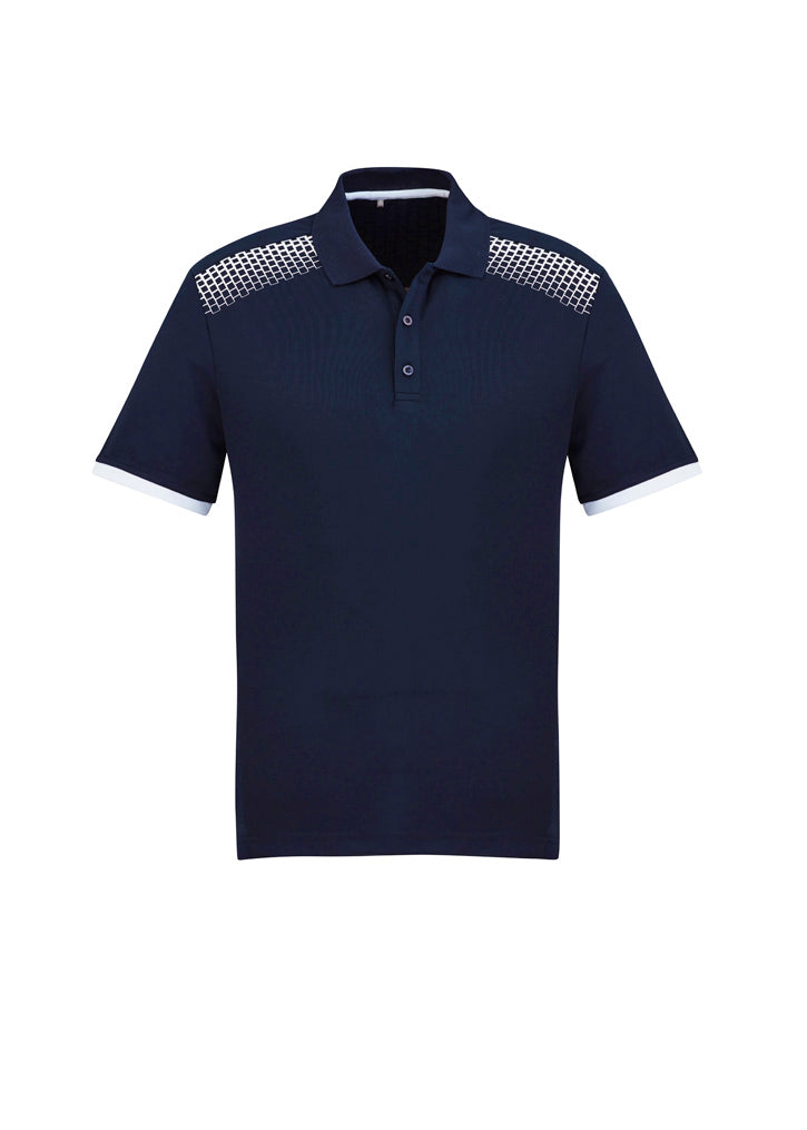 Biz Collection Mens Galaxy Short Sleeve Polo - Navy/White