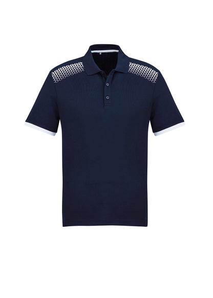 Biz Collection Mens Galaxy Short Sleeve Polo - Navy/White
