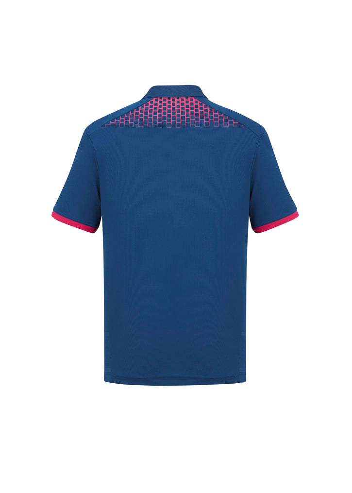 Biz Collection Mens Galaxy Short Sleeve Polo - Steel Blue/Magenta