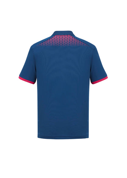 Biz Collection Mens Galaxy Short Sleeve Polo - Steel Blue/Magenta